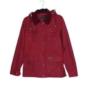 OUTBACK Trading Co. Jill A Roo Oilskin Jacket Berry Red Hooded Waxed Women's S